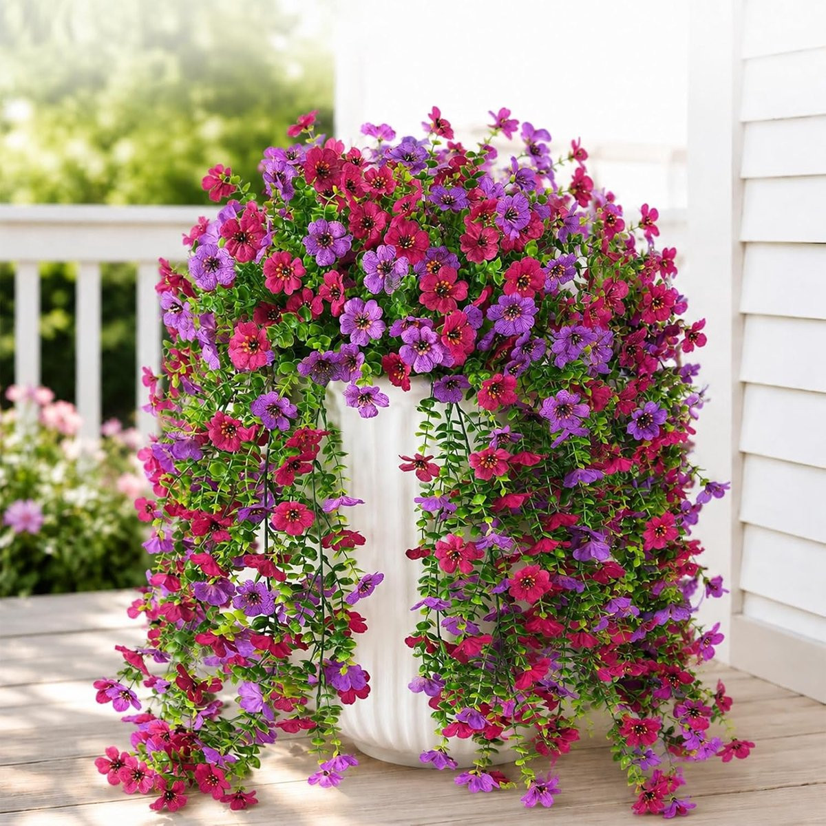 2 Bundels Kunstmatige Zijde Bloemen Boeket, Rose Magenta