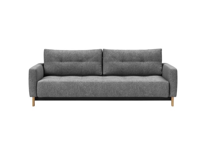 Innovation Schlafsofa, Grau, Holz, Eiche, massiv, 3-Sitzer, Füllung: Federn, Faserbällchen, 232x85x114 cm, Schlafen auf Sitzhöhe, Kinderzimmer & Jugendzimmer, Jugendmöbel, Jugendsofas
