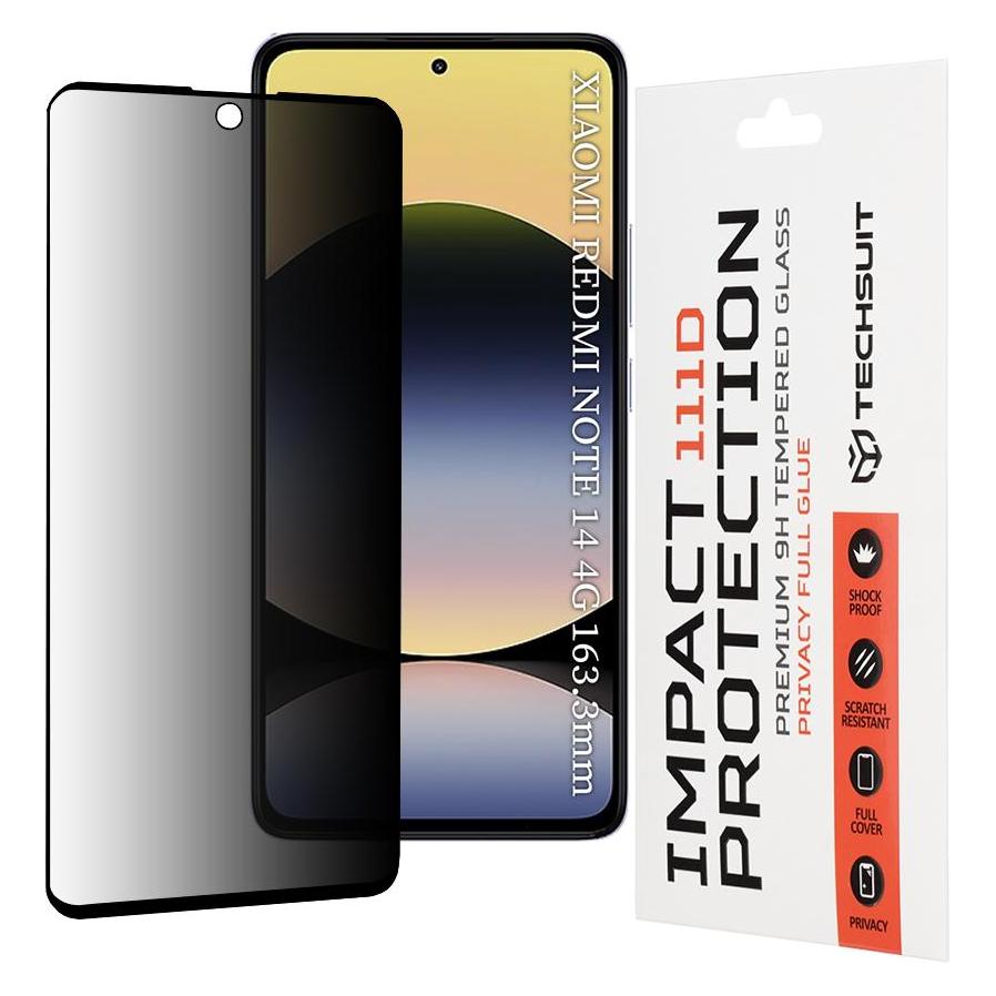 Techsuit - 111D Privacy Full Glue - Xiaomi Redmi Note 14 4G (Regional) / Redmi Note 14 5G - Schwarz (Xiaomi Redmi Note 14 5G) (56364863)