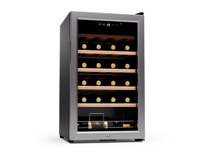 Klarstein Weinkühlschrank Shiraz Premium Smart 24 Weinkühl 24 Fl 5-18°C Touch WiFi LED Chrom, für 24 Standardflaschen á 0,75l,Flaschenkühlschrank Weintemperierschrank Weinschrank