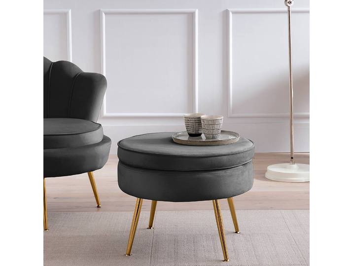 Sitzpouf Brünn Ø 52cm Schwarz/Schwarz