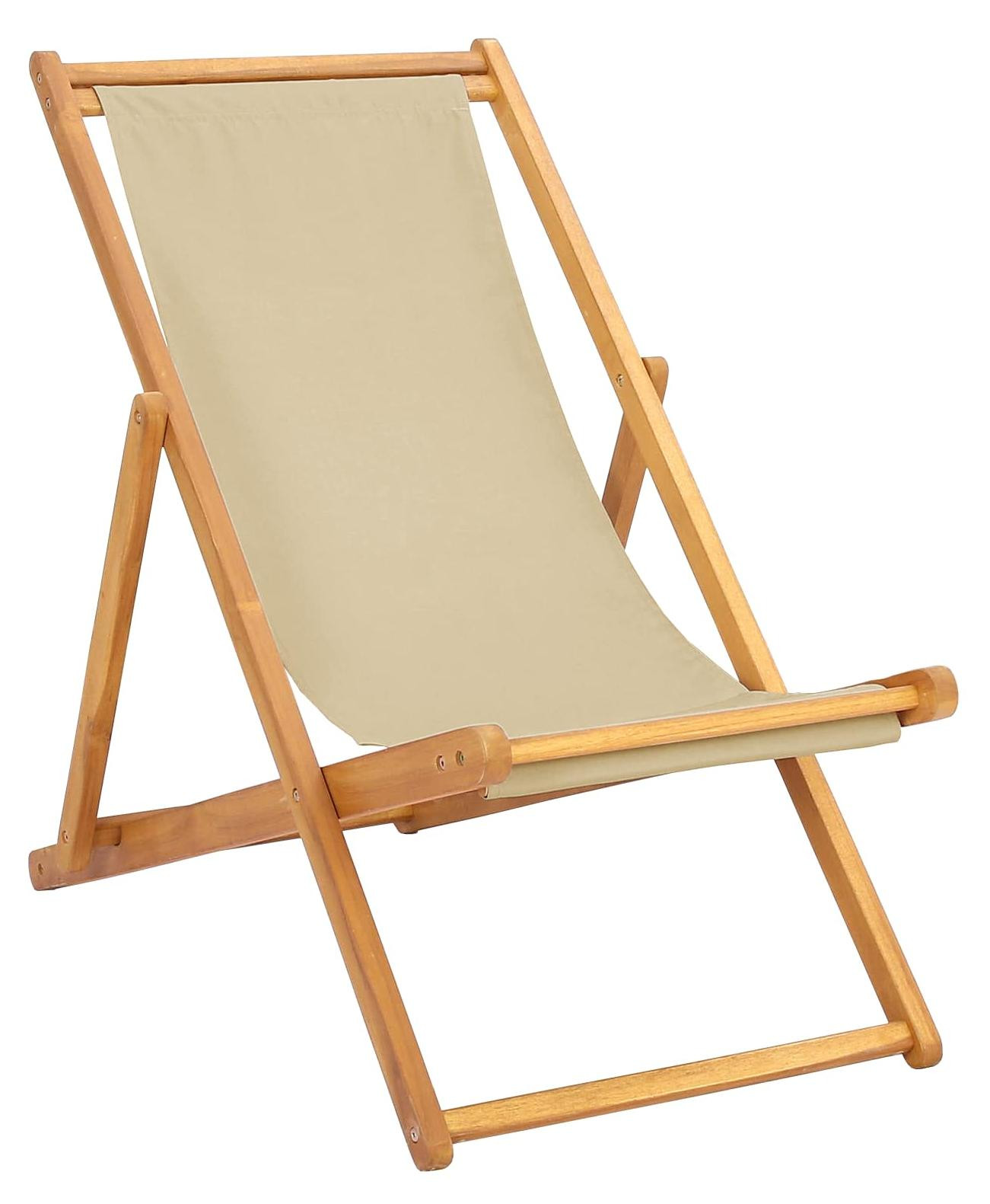vidaXL Ligbed van massief teakhout, beige