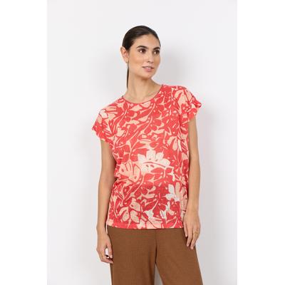 Kurzarmshirt SOYACONCEPT "SC-ARETHA 46", Damen, Gr. XL, bittersweet combi, Single Jersey, Obermaterial: 100% Polyester, gemustert, normal, Rundhals, Shirts, Kunstfaser