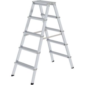 MUNK Stehleiter ML, 11235, beidseitig begehbar, aus Aluminium, bis 150kg, mit 2 x 5 Stufen