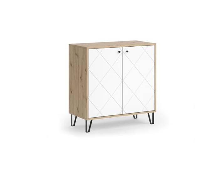 Vicco Kommode Nizza, Artisan-Eiche, 80.2 x 82.6 cm mit 2 Türen, zur Nutzung als Ablagefläche neben dem Bett
