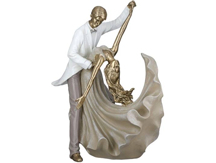 Dekofigur GILDE Figur Tänzer Salsa goldfarben , goldfarben, B:28,5cm H:28cm T:14cm, Kunstharz, Dekofiguren, Dekofigur