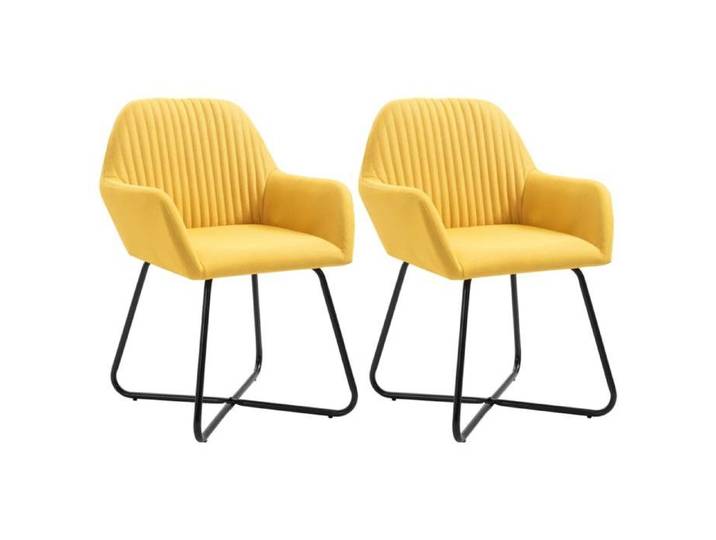 Jaune JILLE'S® Siège scandinave Pour salon/cuisine - 61x61x84cm - Lot de 2 Chaises à manger jaune tissu MEU2452462114902
