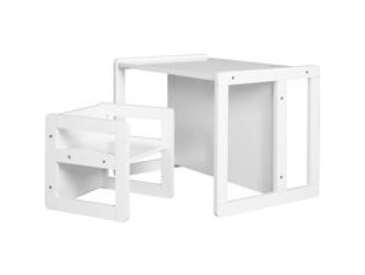 ROBA Ensemble de table et chaises pour tout-petits « Montessori 3 en 1 », 2 pièces. (blanc)