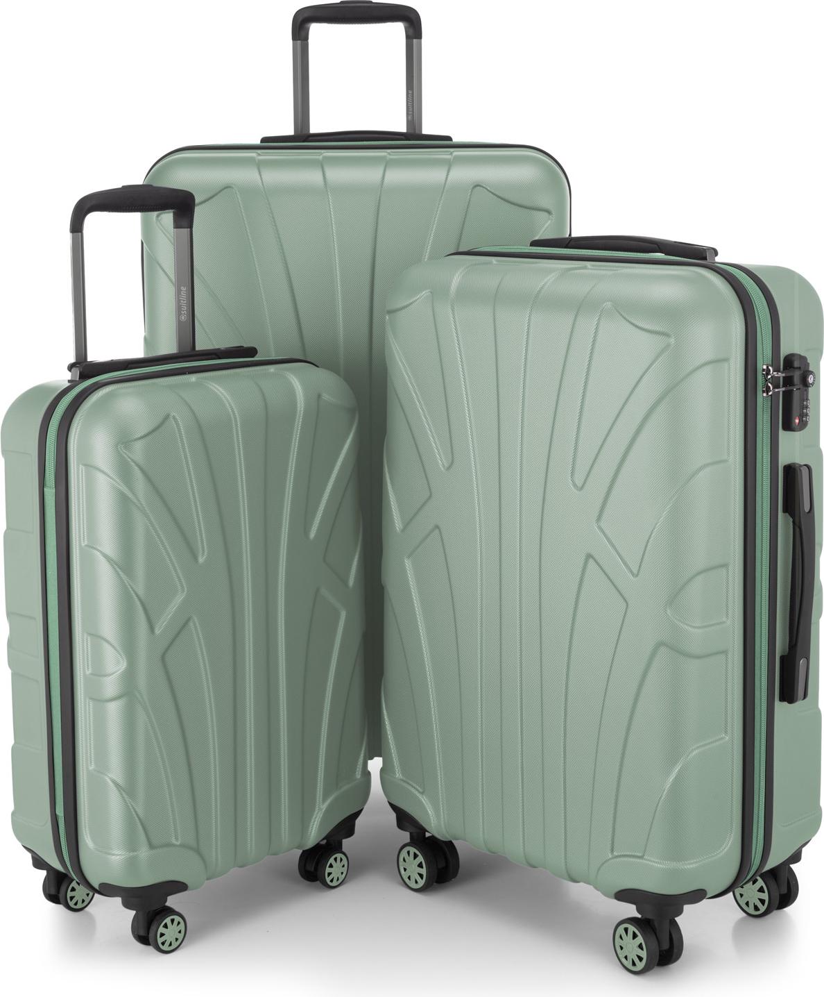 Suitline - 3er Kofferset Rollkoffer Hartschalenkoffer 4 Rollen Handgepäck-Trolley und Aufgabegepäck Koffer erweiterbar Travel Luggage Gepäck Set Hardcase ABS, TSA,Mint