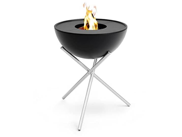 höfats - Bowl 70 Plancha Set hoch - raucharme Verbrennung - Feuerstelle und Plancha Grill - kippbarer Feuerkorb inkl. 2 Plancha Grillplatten - Stahl emailliert – schwarz, Ø 70 cm