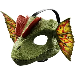 Jurassic World Dilophosaurus-Rollenspielmaske mit Geräusch- und Wassersprühfunktion, Knochenkämme