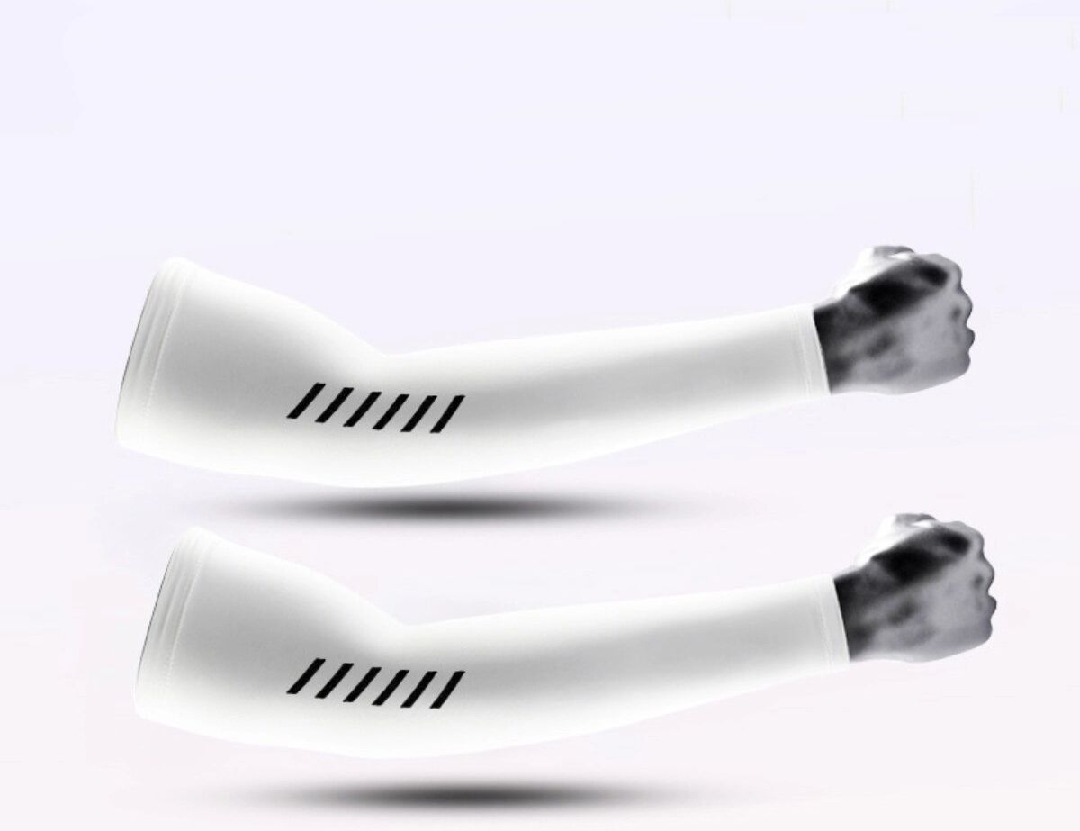 INF Cooling Ice Silk Armstulpen - Atmungsaktiver UV-Schutz, Rutschfestes Schnelltrocknen, Leichter Sonnenschutz (Pack 2) XL Weiß