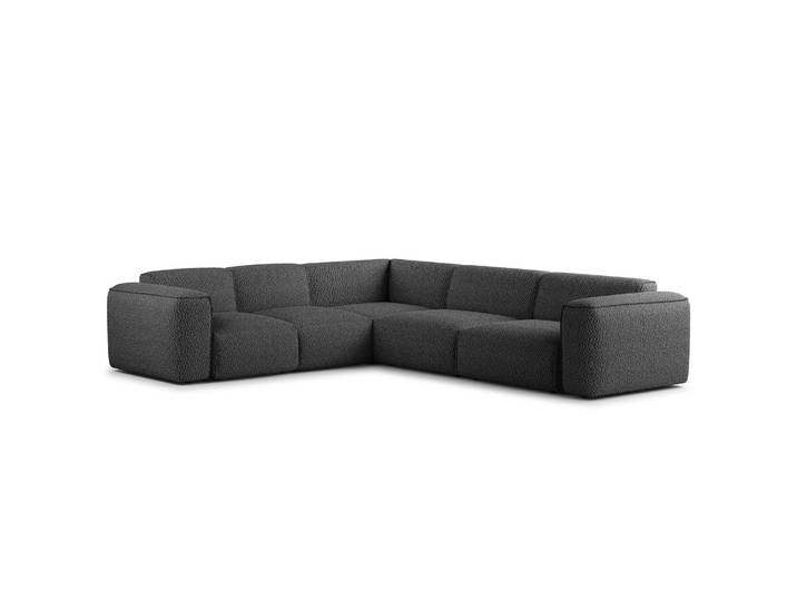 Ecksofa mit Rundecke Grau/Anthrazit Teddy-Bouclé Stoff Bony 325 x 71 x 260cm Ecke davorstehend links Modern