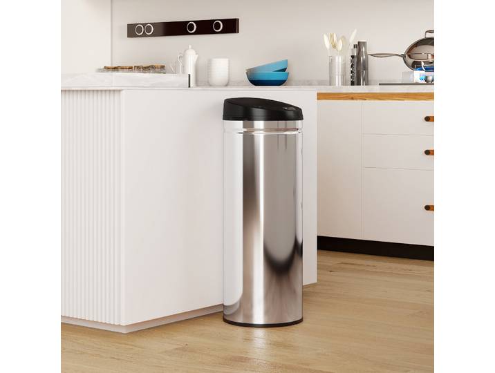 HOMCOM Poubelle à Capteur 50L Acier Inox Argent Cuisine