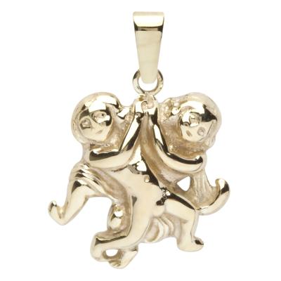 Kettenanhänger OSTSEE-SCHMUCK "- Tierkreiszeichen Zwillinge - Gold 333/000 -" Gr. 25, gold (gold 333, goldfarben, gelb), Schmuckanhänger, Damen, Gelbgold 333, Kettenanhänger