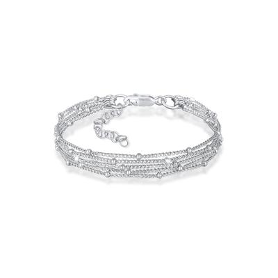 Armkette ELLI "Armband Basic Kugelkette Layer Look Trend 925er Silber" Gr. 160, silber, Armbänder, Damen, Silber 925 (Sterlingsilber), Armkette
