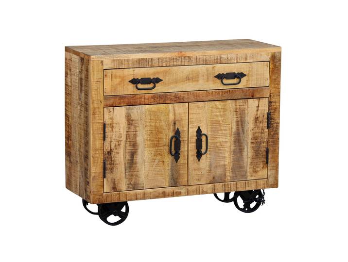 Sideboard Holz Vintage BASIL auf Rollen 80 x 70 cm