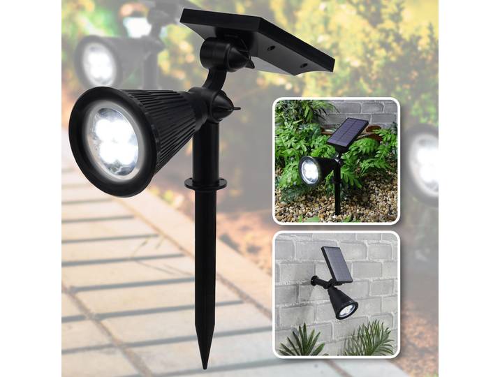 2er-Set LED-Spot, solarbetrieben, mit Erdspiess, 200 Lumen, IP44