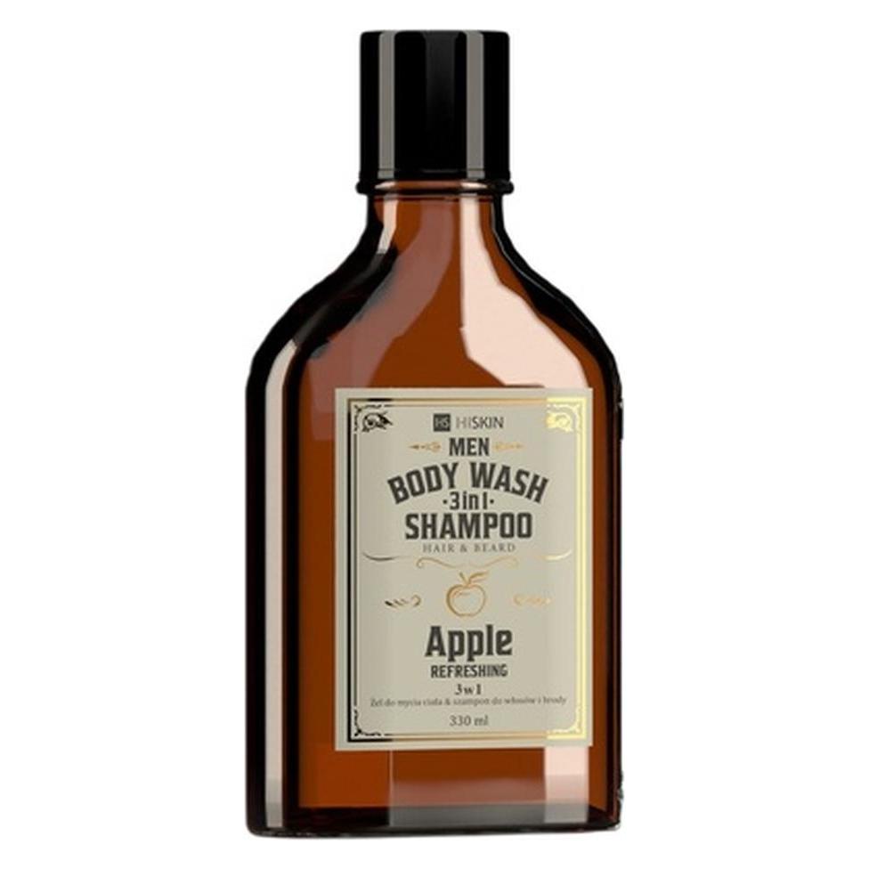 Hiskin Hiskinmen Whisky 3-In-1 Body Wash und Shampoo für Haare und Bart Apfel 330ml (Flüssiges Shampoo, 330 ml) (46444322)