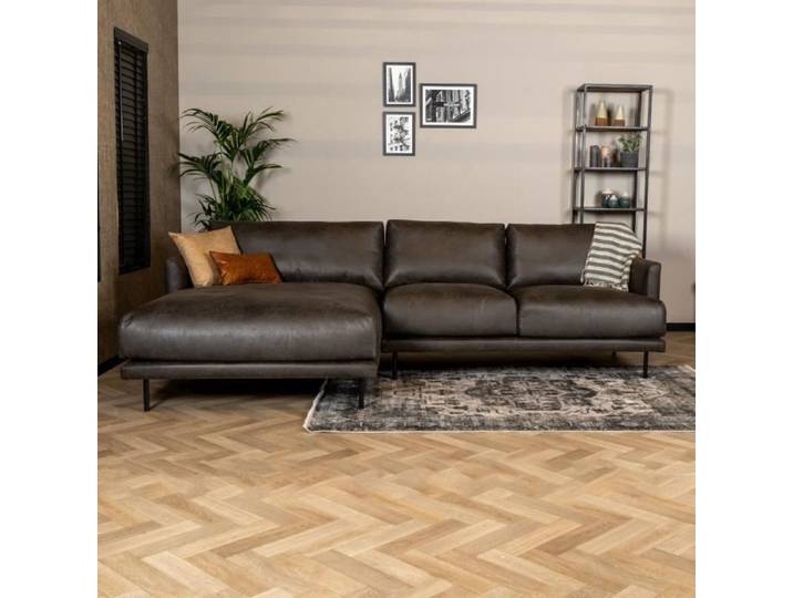 Livin24 Canapé industriel d'angle gauche Denver anthracite éco-cuir