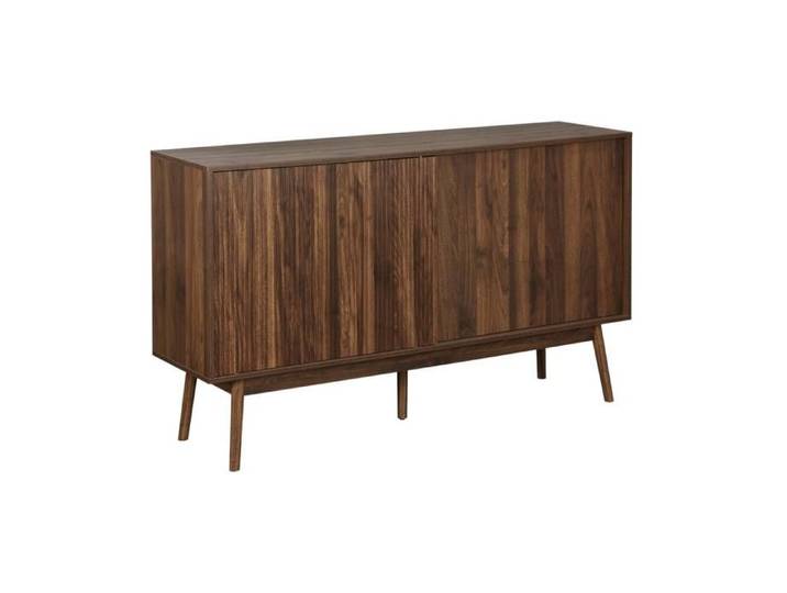 Buffet de rangement décor bois bois foncé. Linear. deux portes. deux étagères. buffet haut. vaisselier. L 150 x P 39.5 x H 90cm