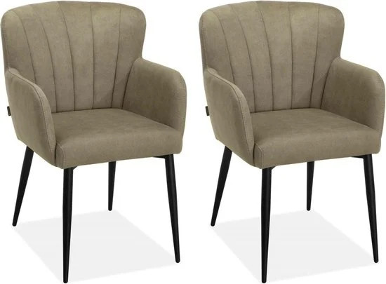 WoonMax Eetkamerstoel Pedri Luxor - Modern - Beige of Zwart - Stoffen zitting en metalen onderstel