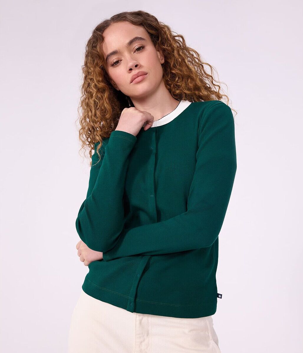 PETIT BATEAU Cardigan femme en coton uni