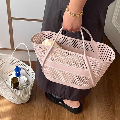 Swimming Bathing Handle Basket Student Bathing Basket Bathroom Storage Basket yellow