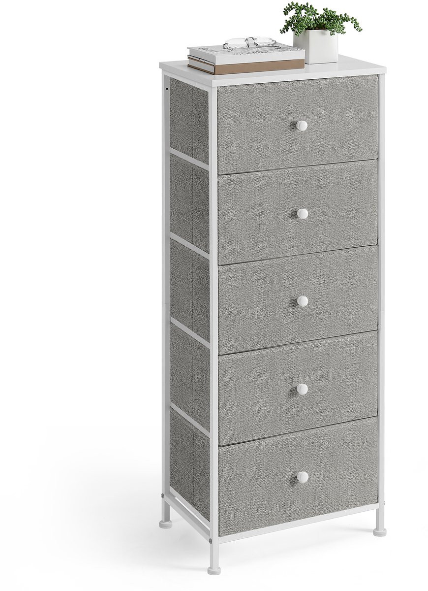 SONGMICS Ladekast met 5 lades en metalen frame, moderne hoge en smalle opbergkast