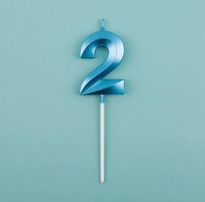 Uplift Essentials 3D Metallic Digital Birthday Candle blue No 2