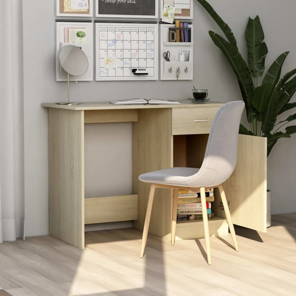 Latitude Run Nelly Desk Engineered Wood Bedroom Office Corner Study Desk Sonoma Oak 76cm H X 100cm W X 50cm D