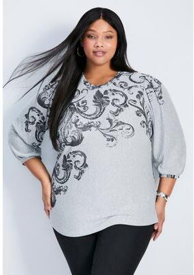 Plus Size Women's Teagan Hacci Top by Avenue in Grey Marle (Size 22/24)