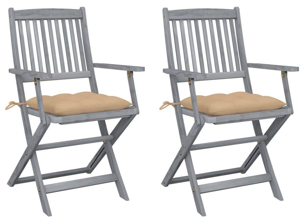 Set mit 2 klappbaren Gartenstühlen aus Akazienholz