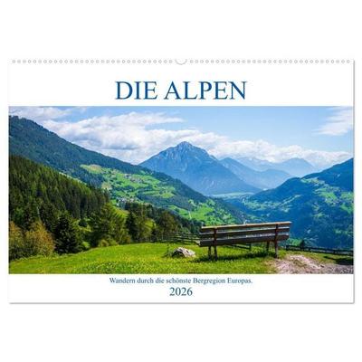 Die Alpen - Wandern durch die schönste Bergregion Europas. (Wandkalender 2026 DIN A2 quer), CALVENDO Monatskalender