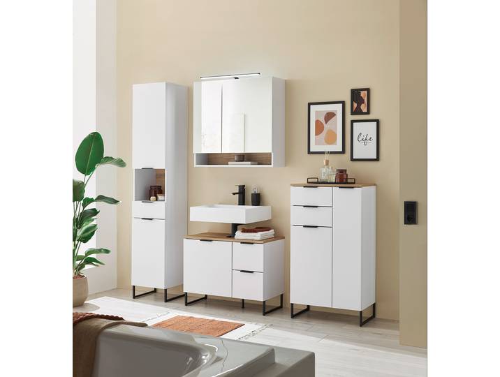 Spiegelschrank mit Beleuchtung 80cm Weiß/Matt Weiß