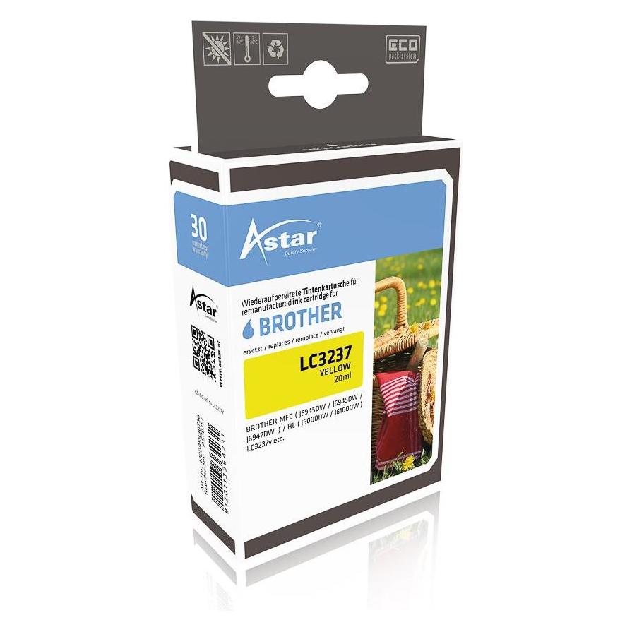 Astar AS70757 BROTHER LC3237Y HL Tinte yellow ST rebuilt 1500Seiten Chip 20ml (Y) (AS70757)