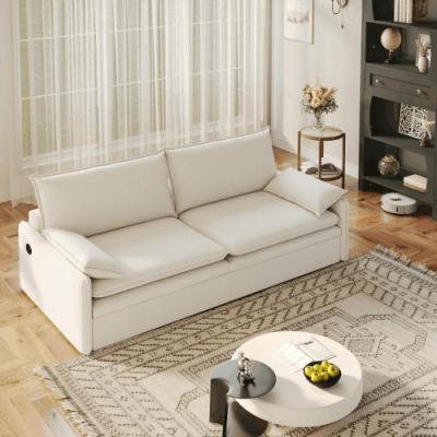 Loedds 81.1-Inch Chenille Pull-Out Sofa Bed with Storage USB and Convertible Pillow Blanket