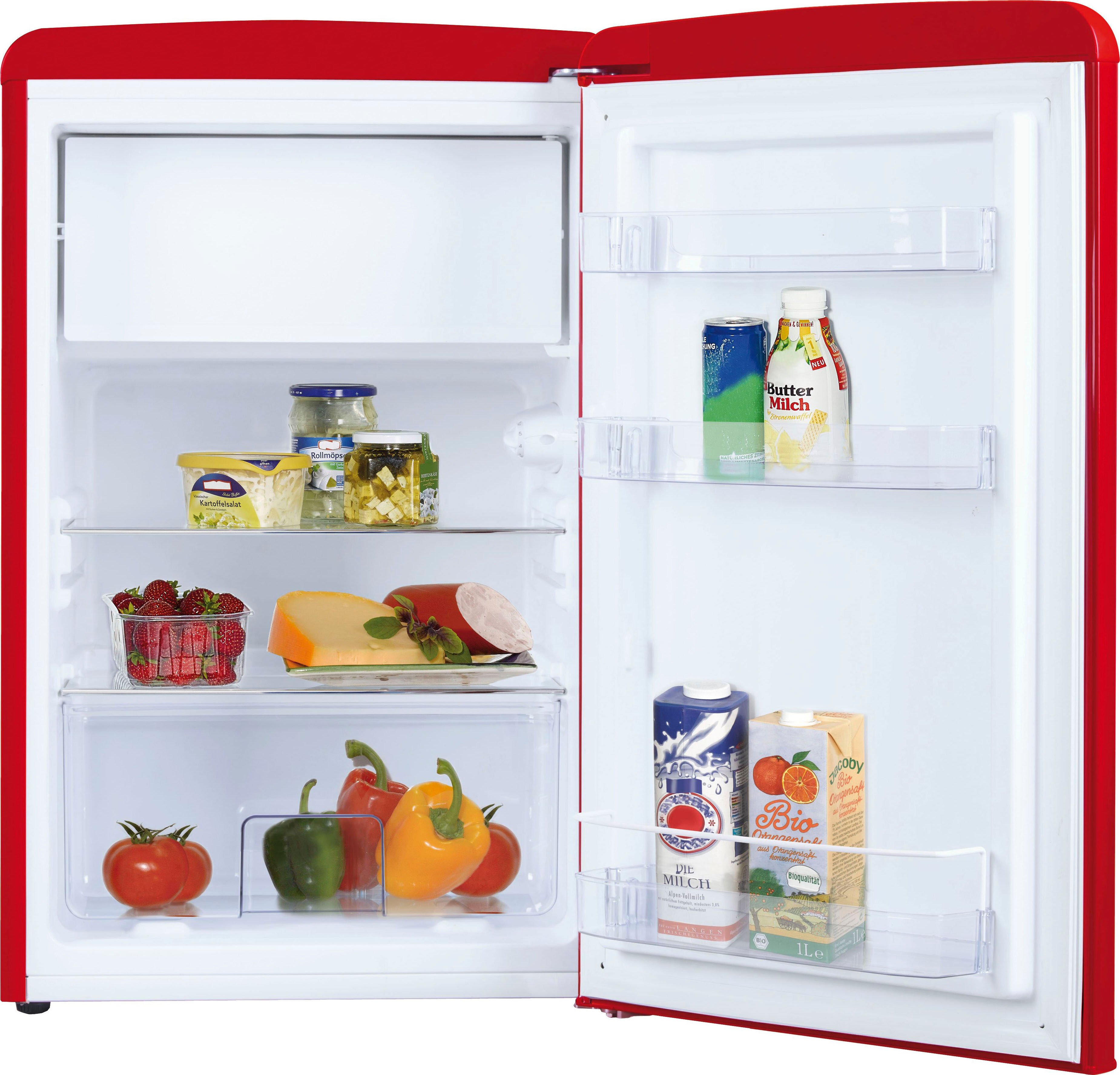 AMICA Kühlschrank "KSR 361 160", Energieeffizienz: D, silber (rot), Rechtsanschlag, Kühlschränke, Kühlschrank