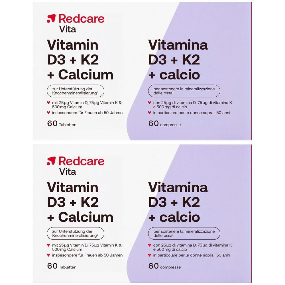 Redcare Vitamin D3, K2 und Calcium 60 Tabletten Doppelpack 2x60 St
