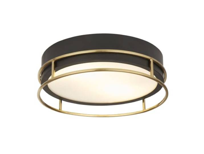 Searchlight Pheonix Phoenix 2 Light Flush Schwarz, Messing, Milchglas