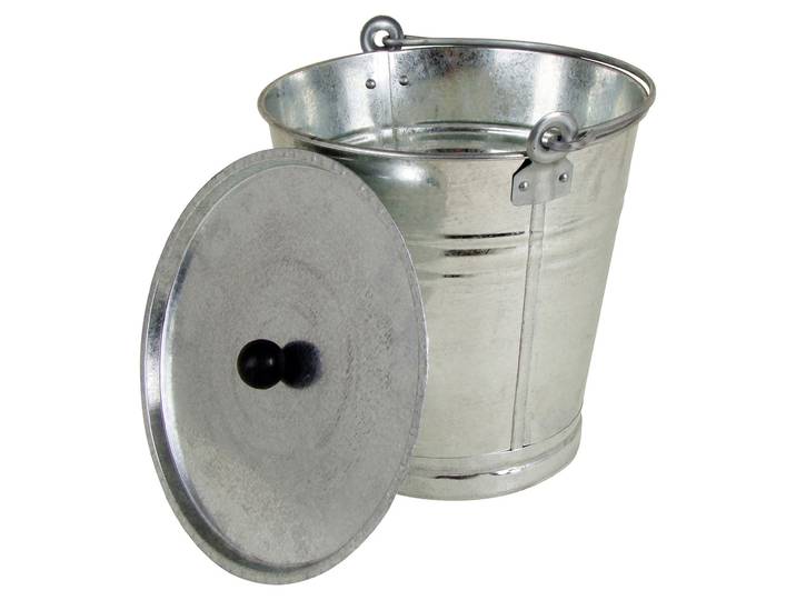 Zinkeimer mit Deckel und Henkel, Fassungsvermögen 12 l