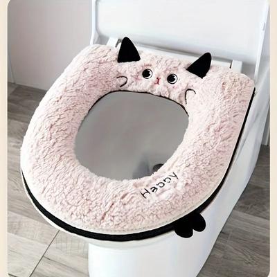 Uplift Picks Cute Cat Toilet Seat Cover Soft Zipper Design Universal Fit pink