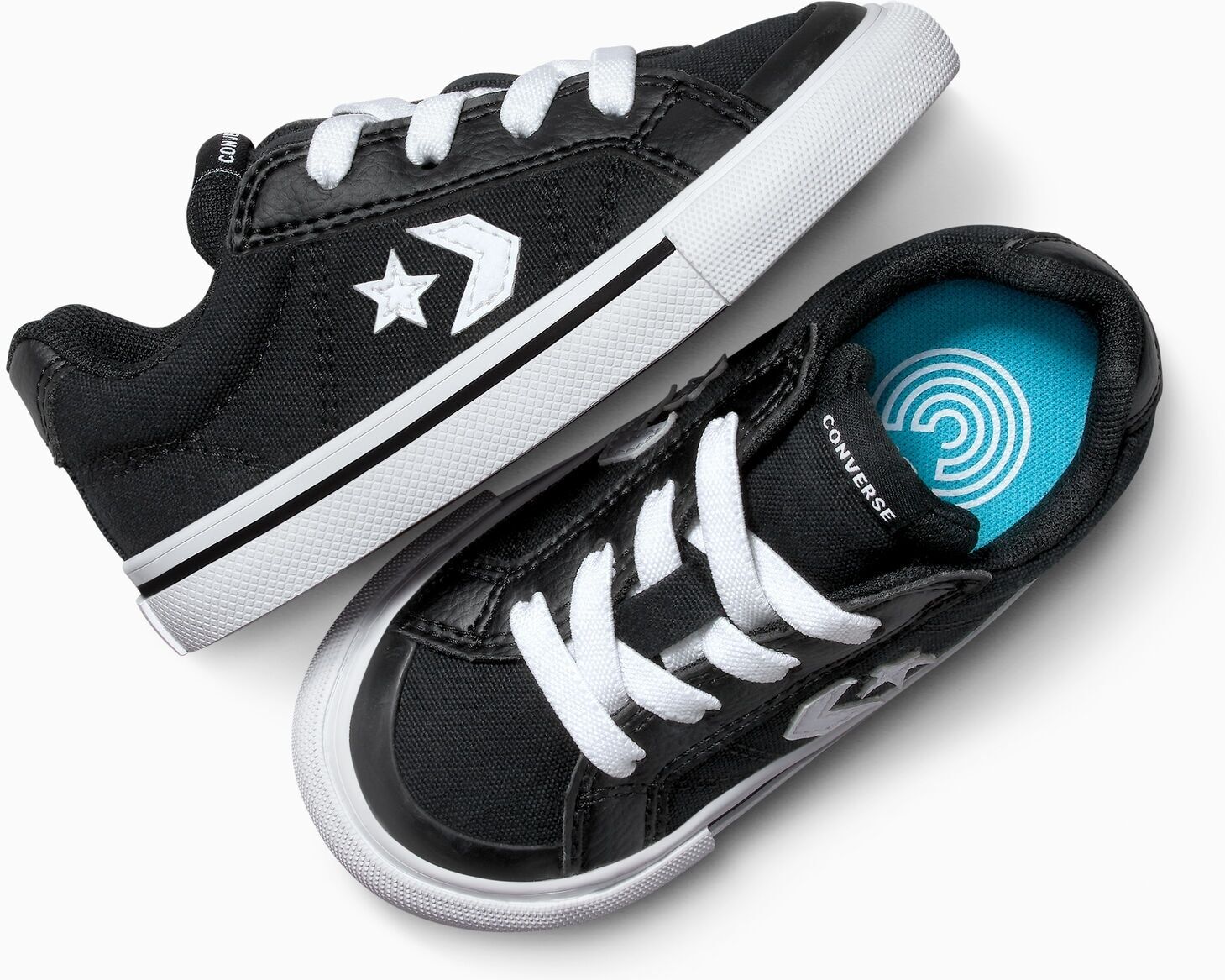 Sneaker CONVERSE "CONVERSE SPORT CASUAL EASY-ON", Kinder, Gr. 23, atmungsaktiv, schwarz-weiß (schwarz, weiß, schwarz), Textil, Schuhe Sneaker