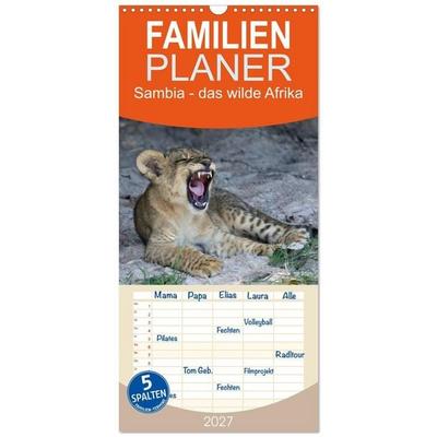Familienplaner 2027 - Sambia - das wilde Afrika mit 5 Spalten (Wandkalender, 21 x 45 cm) CALVENDO