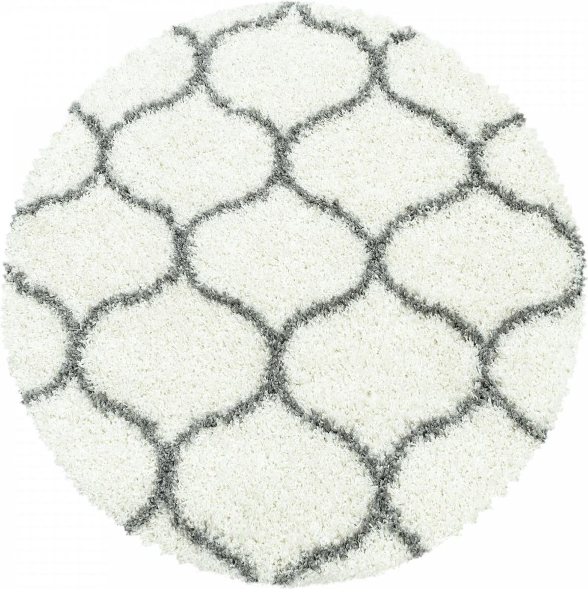 Extra hoogpolig shaggy vloerkleed Salsa rond crème 160 x 160 cm