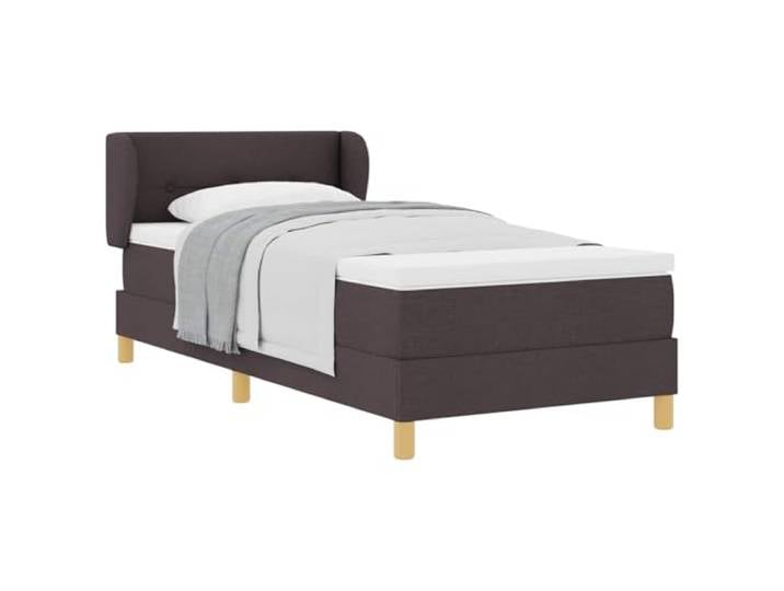 PUGYNBK Box-Bett, braun, 80 x 200 cm, Stoff Verstellbares Kopfteil, gefederter Lattenrost, Struktur aus Kiefernholz