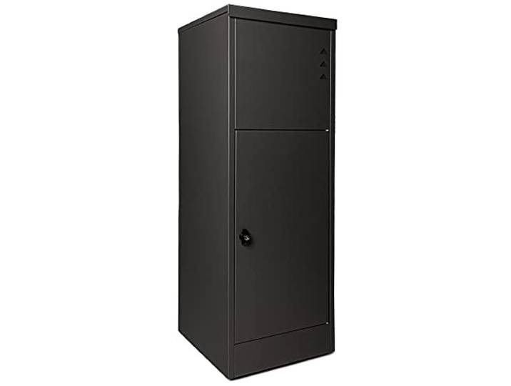 Ondis24 Korona Paketbox XL Postbox für Pakete, Päckchen, Warensendungen und Briefe mit Paketsafe, galvanisiert, mit Gasdruckfedern (118 cm, Grau) (Schwarzlack)