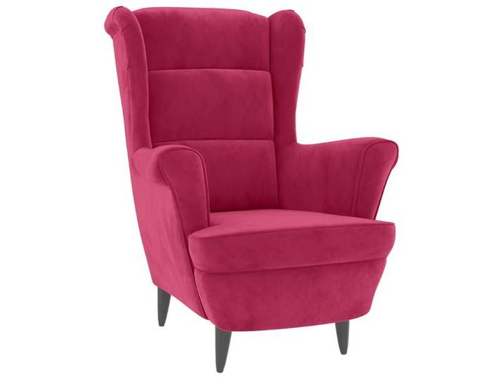 VIDAXL(3612)Fauteuil à oreilles avec tabouret bordeaux velours Fauteuil de lecture