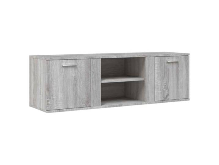 Roanoer TV-Schrank Grau Sonoma 120x34x37 cm Fernsehtisch Holzwerkstoff Kompaktes Lowboard für Wohnzimmer und Schlafzimmer mit reichlich Stauraum für Mediengeräte und Dekoration.
