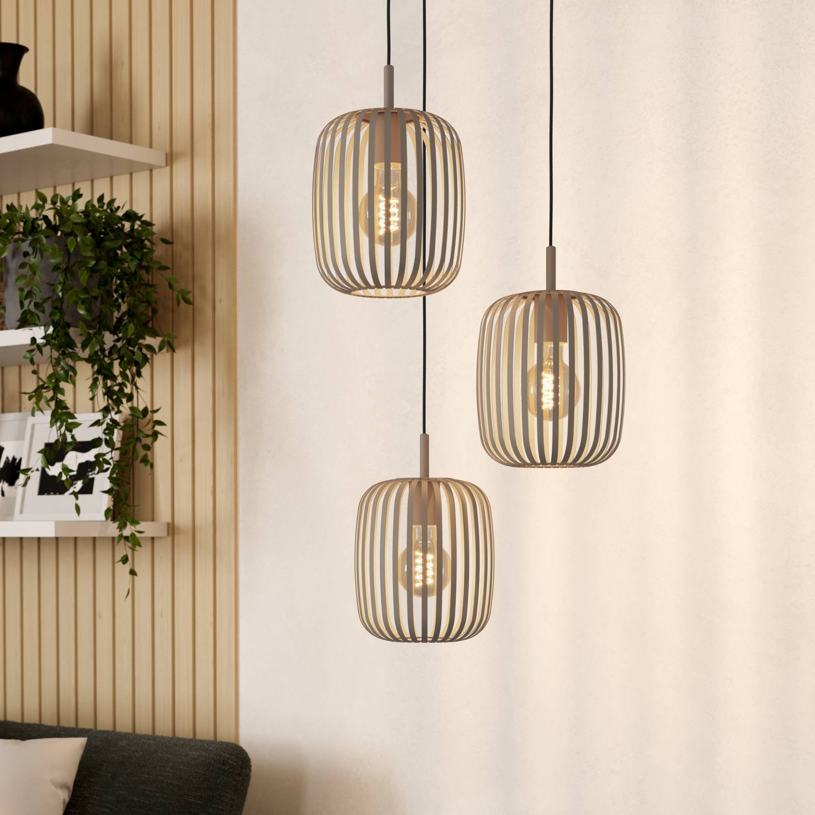 EGLO Hängelampe Romazzina, dimmbar, creme / amber, für Wohn- / Esszimmer, Metall, Modern, Pendelleuchte